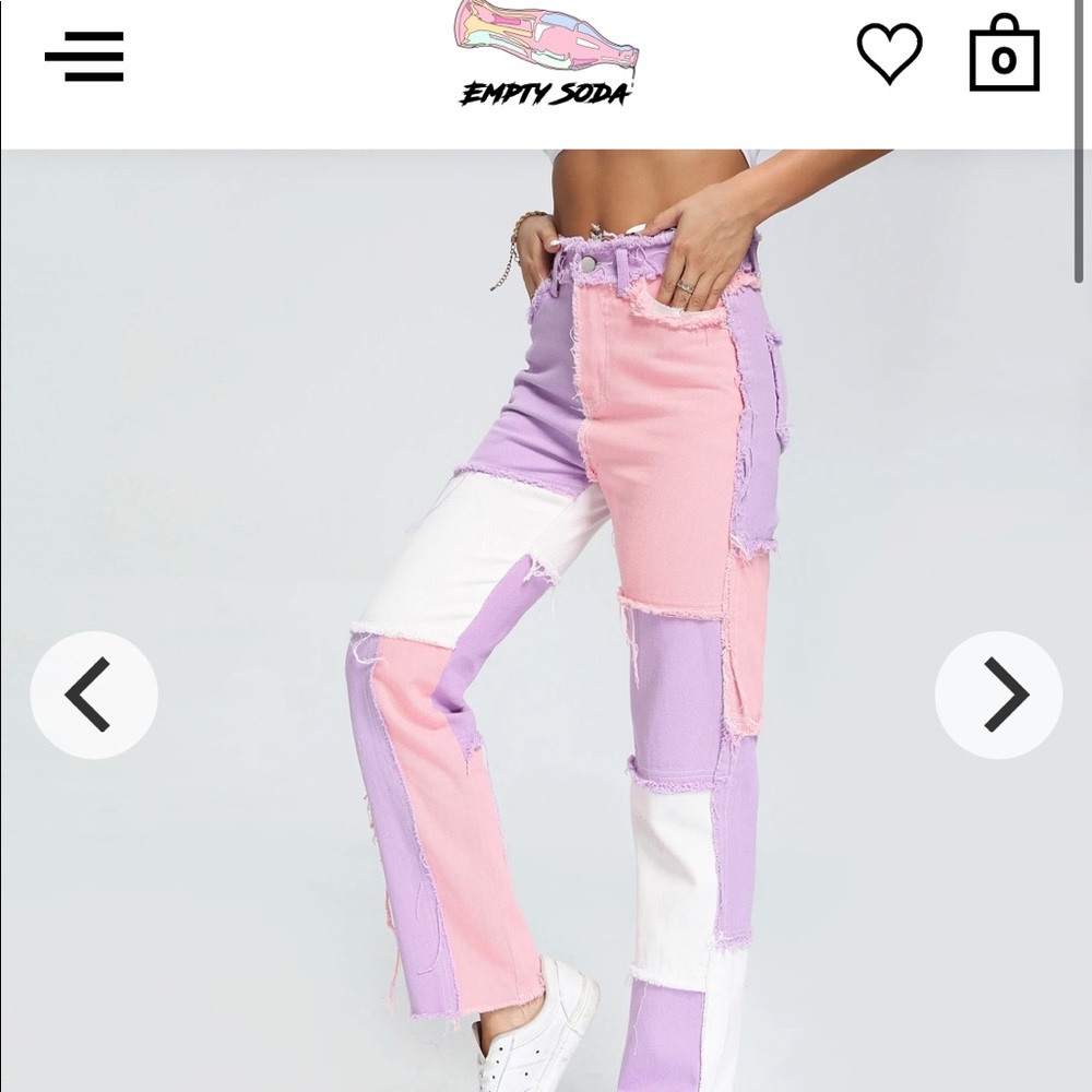 Empty Soda Fringe Patchwork Jeans small